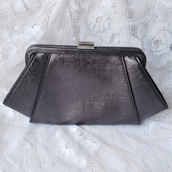 Zac Posen Metallic Gray Textured Crossbody Bag/Clutch. - Picture 1 of 14